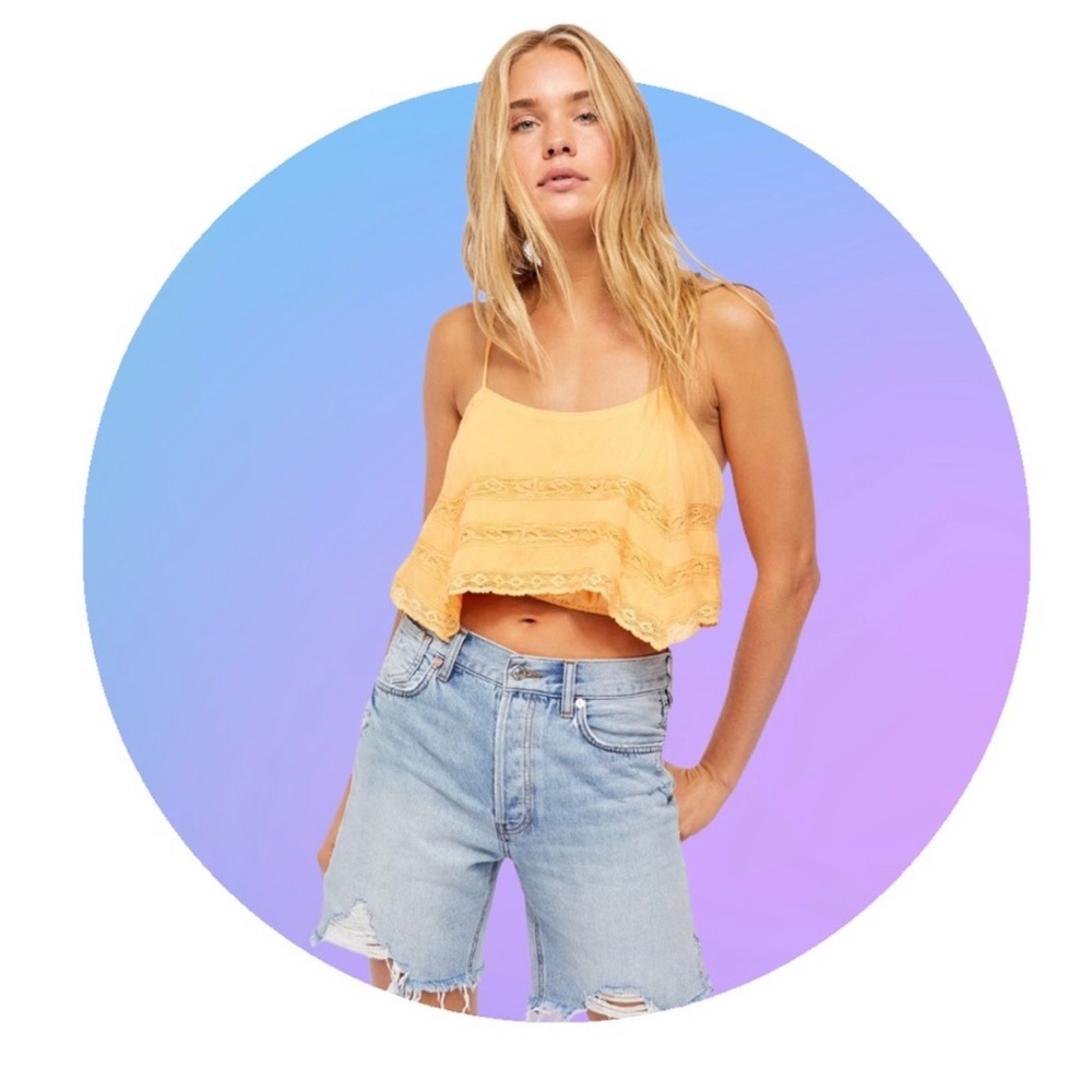 NWT Free People Orange Boho Lace Tank